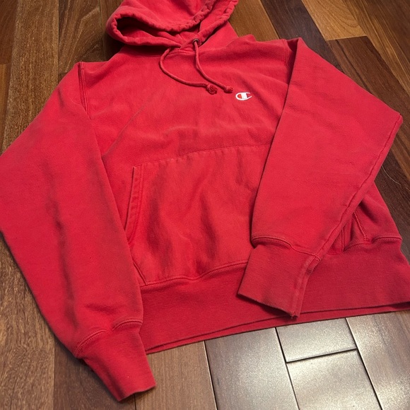 Vintage Champion Reverse Weave Red Hoodie, Size Small, Made in Honduras - Picture 3 of 8